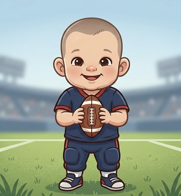 Cartoon Beckham in his #1 Bennett jersey